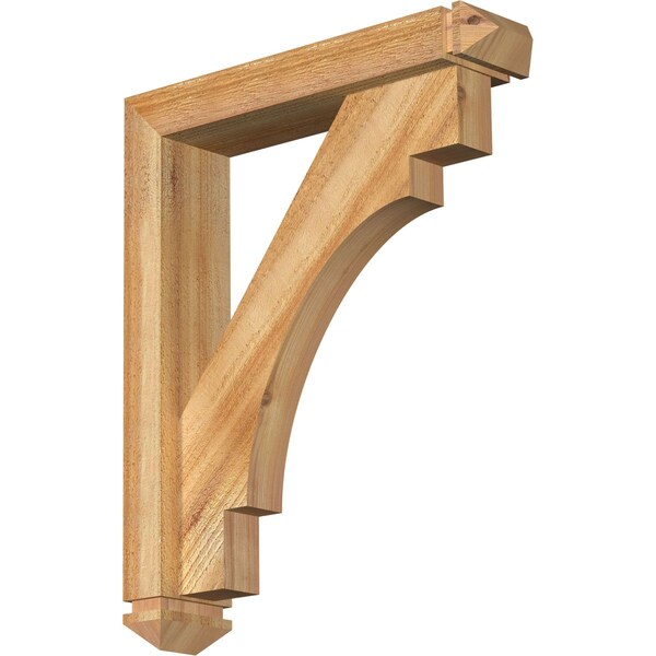 Ekena Millwork Merced Arts and Crafts Rough Sawn Bracket w/ Offset Brace, Western Red Cedar, 4"W x 18"D x 22"H BKT0402X18X22MRC03RWR - main